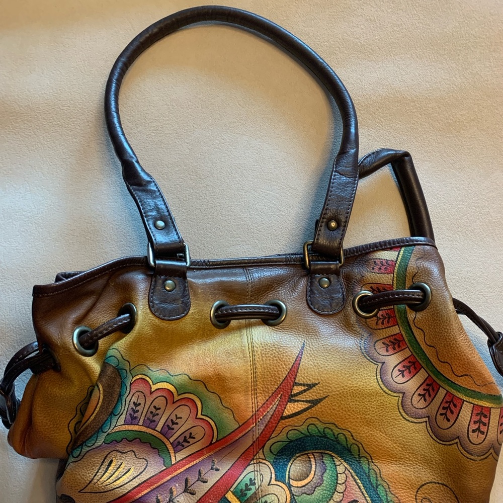 Anuschka bag with hand painted paisley accents - Picture 2 of 8